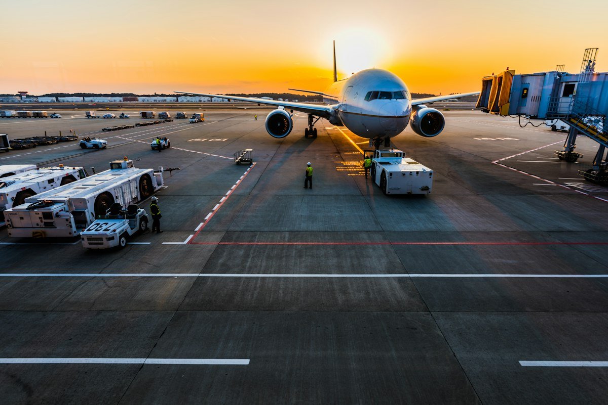 Air freight cargo jet loading